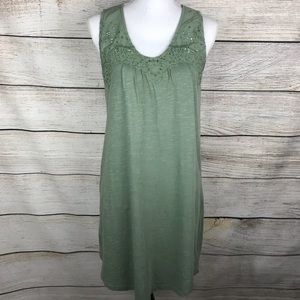 Lucky Brand dress green embroidered eyelet sleeveless casual summer beach